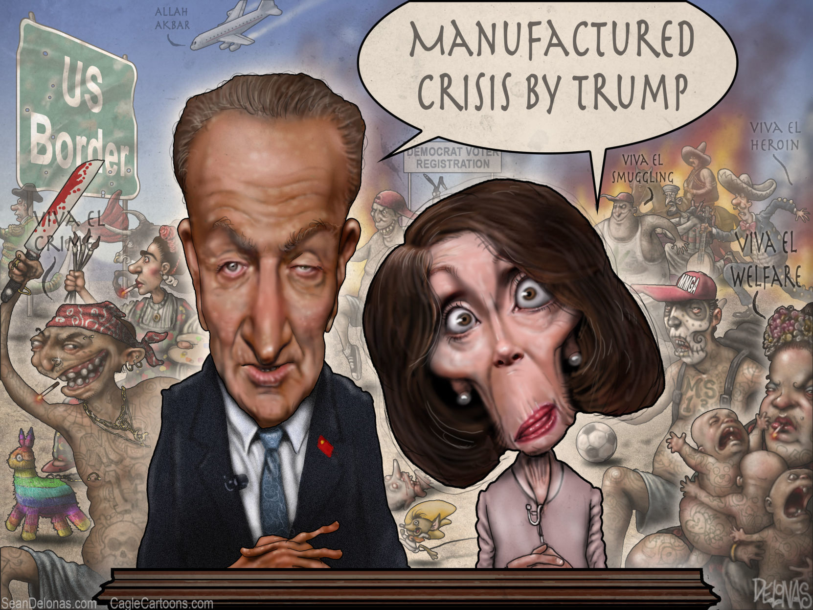 Schumer Pelosi Wall by Sean Delonas, Easton, Penn.